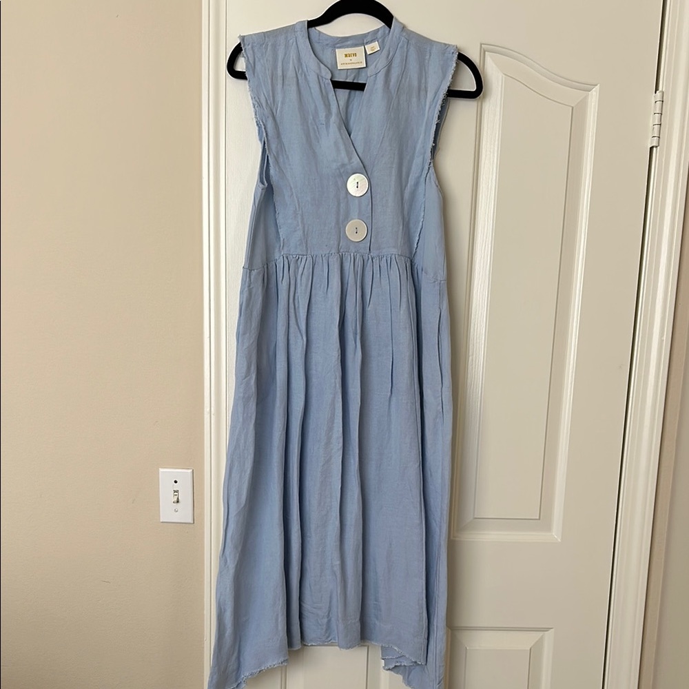Maeve Blue Sundress with V-neck Sleeveless Design for Casual Wear